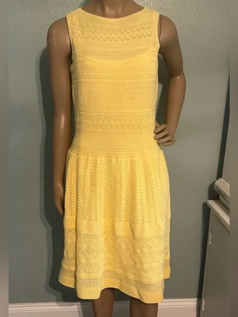 Ralph Lauren Yellow Sleeveless Knit Midi Dress